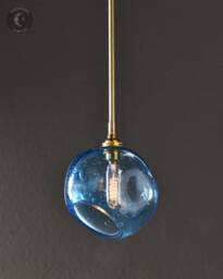 The Cambria Pendant Light - Colored Blown Glass Orb With Brass Hardware Unique Hancrafted Lighting - thumbnail 1