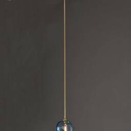 The Cambria Pendant Light - Colored Blown Glass Orb With Brass Hardware Unique Hancrafted Lighting - thumbnail 2