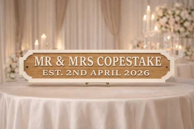 Personalised Mr & Mrs Wedding Sign - Custom Family Name Plaque Gift For Couple Established Date Anniversary - image 1
