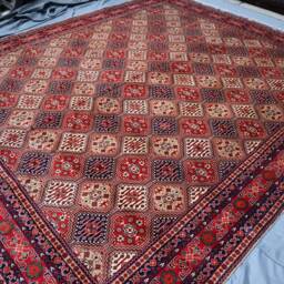 10x12 Ft Large Afghan Rug, Top Quality Hand Knotted Soft Wool Area Geometric Bukhara Oriental Turkmen Bedroom Living Room Rug - thumbnail 2