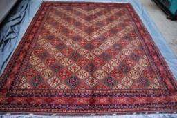 10x12 Ft Large Afghan Rug, Top Quality Hand Knotted Soft Wool Area Geometric Bukhara Oriental Turkmen Bedroom Living Room Rug - thumbnail 1