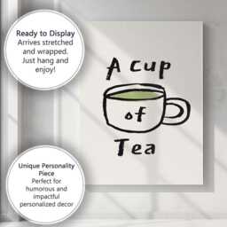 Rustic Hand Drawn Cup Of Tea Illustration Canvas Wall Art Print Decor Picture Ready To Hang - thumbnail 3