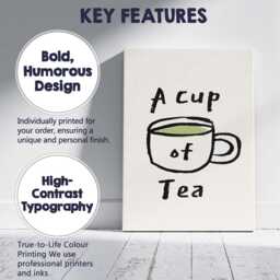Rustic Hand Drawn Cup Of Tea Illustration Canvas Wall Art Print Decor Picture Ready To Hang - thumbnail 2