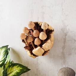Mushrooms Wall Decor, Hanging Wooden Statue, Figurine, Wood Carving, Sculpture, Ornament, Library Wedding Gifts, Memorial Gift - thumbnail 4