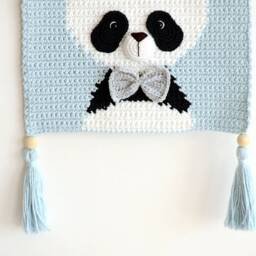 Crochet Panda Wall Hanging - Nursery Decor, Baby Shower Gift - thumbnail 4