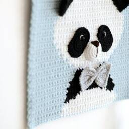 Crochet Panda Wall Hanging - Nursery Decor, Baby Shower Gift - thumbnail 2
