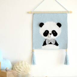 Crochet Panda Wall Hanging - Nursery Decor, Baby Shower Gift - thumbnail 3