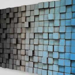 Ombre Reclaimed Wood Mosaic Wall Art - Grey To Blue - thumbnail 3