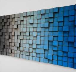 Ombre Reclaimed Wood Mosaic Wall Art - Grey To Blue