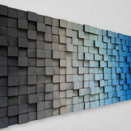 Ombre Reclaimed Wood Mosaic Wall Art - Grey To Blue - thumbnail 4
