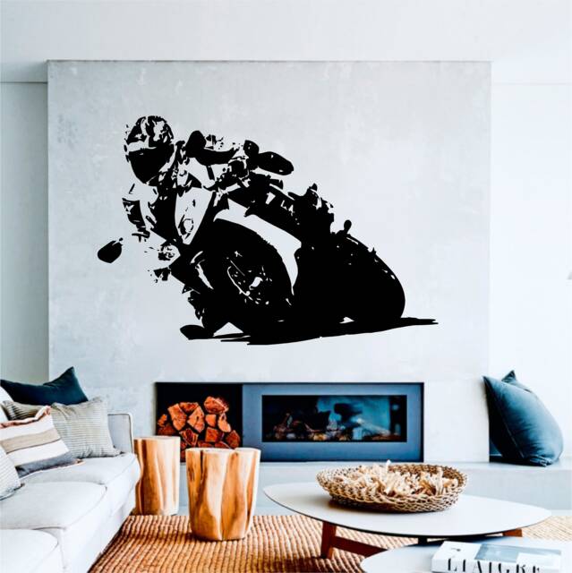 Motorbike Sticker, Vinyl Wall Art Sticker, Transfer, Mural, Stencil, Easy To Apply, Instructions Included, Matt Finish - image 1