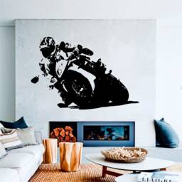 Motorbike Sticker, Vinyl Wall Art Sticker, Transfer, Mural, Stencil, Easy To Apply, Instructions Included, Matt Finish - thumbnail 1