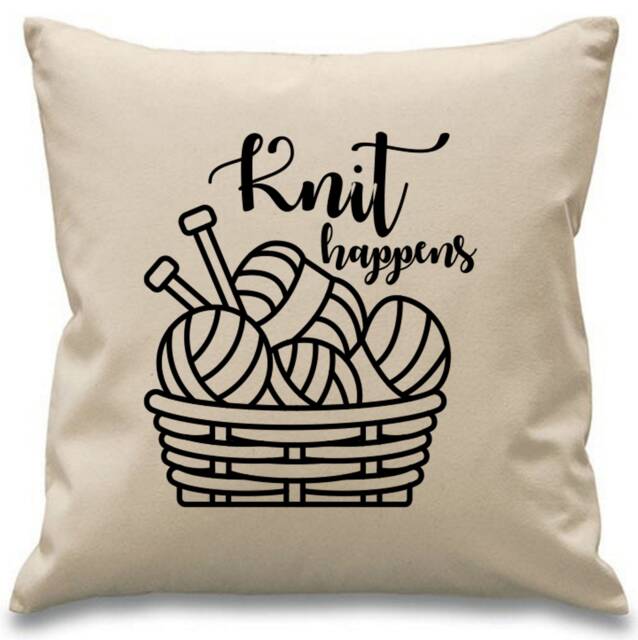 Knit Happens ~ Funny Knitting Cushion Pillow Including Infill - image 1