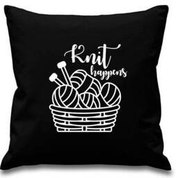 Knit Happens ~ Funny Knitting Cushion Pillow Including Infill - thumbnail 2