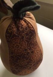 Whimsical Pear - Handmade Golden Brown Stuffed Fabric Decoration - thumbnail 3