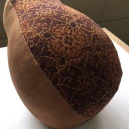 Whimsical Pear - Handmade Golden Brown Stuffed Fabric Decoration - thumbnail 2