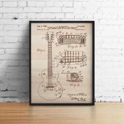 Gibson Guitar Patent/Woodcut Wood Engraved Table Custom Decoration - thumbnail 1