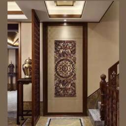 Hand Carved Teak Wood Wall Panel 90cm, Solid Floral Sculpture Hanging, Boho Rustic Decor 14 X 36 In, Housewarming Gift White Wash - thumbnail 2