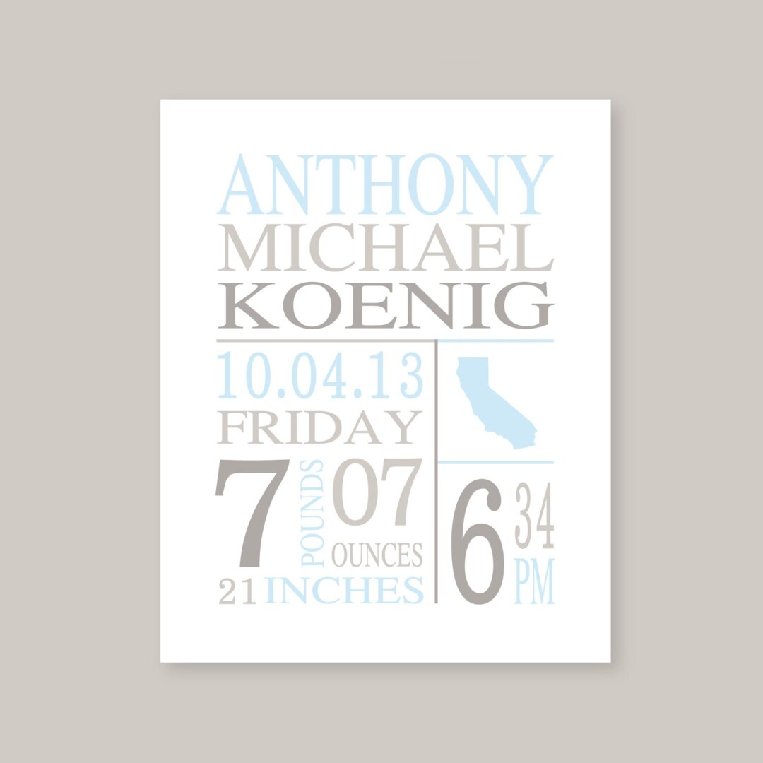 Personalized Baby Gifts Nursery Wall Decor New Baby Boy Gift Subway Art  Birth Announcement Art Stats by Etsy | ufurnish.com, image size:1080x1080
