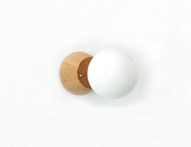 Maple Wood & Opal Glass Globe Sconce Light Modern Brass Wall Fixture Vanity Kitchen Lamp - image 1