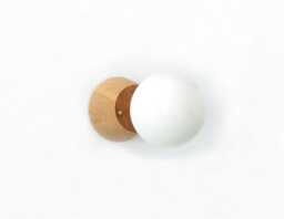 Maple Wood & Opal Glass Globe Sconce Light Modern Brass Wall Fixture Vanity Kitchen Lamp - thumbnail 1
