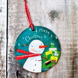 Belfast Snowman With Little Landmarks Melamine & Hardboard Hanging Decoration Christmas - thumbnail 2