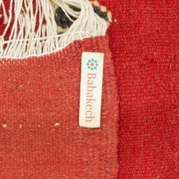 Handmade Red Moroccan Kilim Rug Flatwoven Berber Wool, Boho Geometric Pattern - thumbnail 4