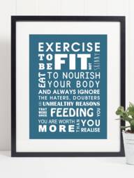 Exercise To Be Fit Motivational Art Print - Inspirational Wall Decor - thumbnail 1