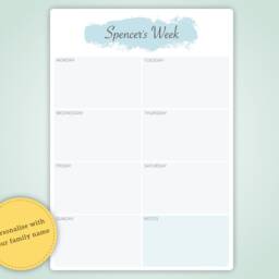 Weekly Family Planner/Meal Board. Magnetic Option Available. Available in More Colours - thumbnail 2