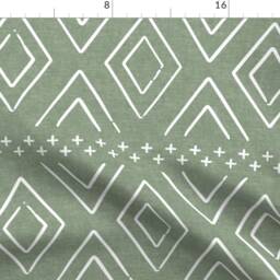 Green Boho Diamonds Curtain Panel - Sage Mudcloth Bohemian Geometric Custom By Littlearrowdesign - thumbnail 4