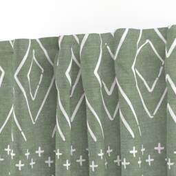 Green Boho Diamonds Curtain Panel - Sage Mudcloth Bohemian Geometric Custom By Littlearrowdesign - thumbnail 3