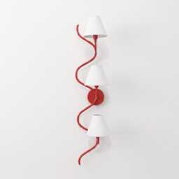 Wall Light - Artistic Red Curved Triple Sconce, Modern Statement Designer Fixture For Luxury Home Decor - thumbnail 2