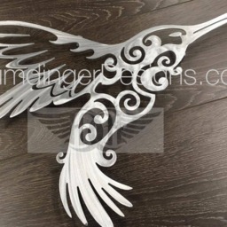 Hummingbird Metal Wall Art Polished Aluminum Decor - 24x19 Inches - thumbnail 2