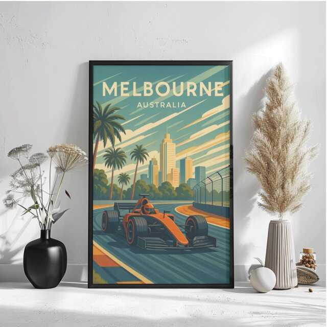 Melbourne Grand Prix Poster - Vintage Formula One Art Print - image 1