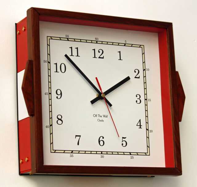 Wooden Wall Clock - New 33cm Handmade Upcycled Red Large Country Unique Gift Off The Clocks - image 1