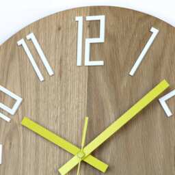 Wall Clock Wood Clock Large Wall Gift Decor Unique Oak Clocks Yellow - thumbnail 3