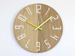 Wall Clock Wood Clock Large Wall Gift Decor Unique Oak Clocks Yellow - thumbnail 1
