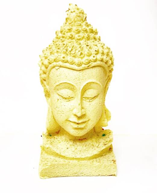 Ochre Tibetan Female Buddha Head, Resin