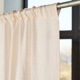 Linen Color Block Curtain Panels Semi-Sheer Rod Pocket Curtains - Set Of 2 - thumbnail 3