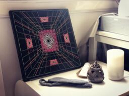 Uv String Art Psychedelic 3D Space , 35x35cm/13.7 Inches, Handmade Wall Art, Black Light, Home Decor, Wall Hanging, Yoga Art, Thread &nails - thumbnail 1