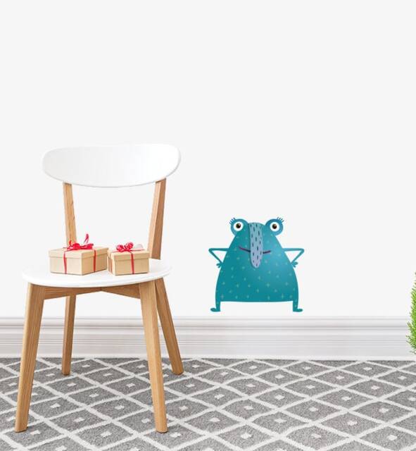Blue Long Nosed Monster Wall Sticker Decal - Kids Stickers, Animals Childrens Decals, Art, Room