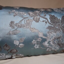 Lumbar Throw Pillow Cushion Cover Silk Brocade Rubelli Fabric Aqua Blue Lady Hamilton Pattern - Made in Italy - thumbnail 2