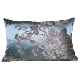 Lumbar Throw Pillow Cushion Cover Silk Brocade Rubelli Fabric Aqua Blue Lady Hamilton Pattern - Made in Italy - thumbnail 1