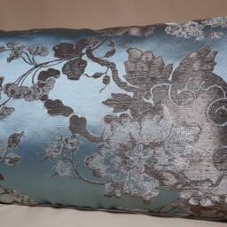 Lumbar Throw Pillow Cushion Cover Silk Brocade Rubelli Fabric Aqua Blue Lady Hamilton Pattern - Made in Italy - thumbnail 3