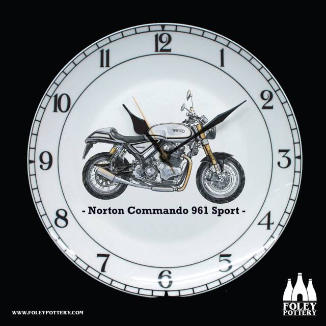 cmc Norton Commando, 961 - Classic Motorbike Illustrated Fine Bone China Clock - image 1