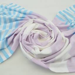 "Turquoise Striped Peshtemal, Lilac Towel, Turkish Towel, 40""x67" - thumbnail 4