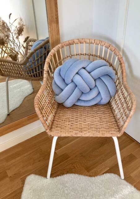 Sky Blue Knot Cushion, Scandinavian Minimalist Design Reversible Pillow 2In1 - image 1