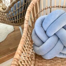 Sky Blue Knot Cushion, Scandinavian Minimalist Design Reversible Pillow 2In1 - thumbnail 3