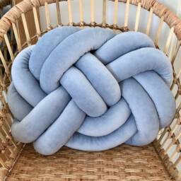 Sky Blue Knot Cushion, Scandinavian Minimalist Design Reversible Pillow 2In1 - thumbnail 2