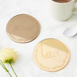 Personalised Wreath Mirror Coaster